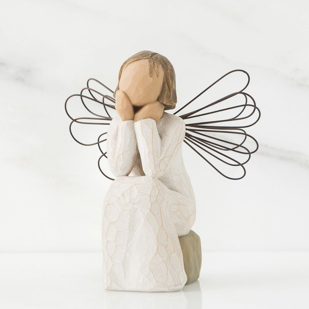 Statue Ange Jumeau Palmier - Figurine Bébé Ange Décoration Intérieur